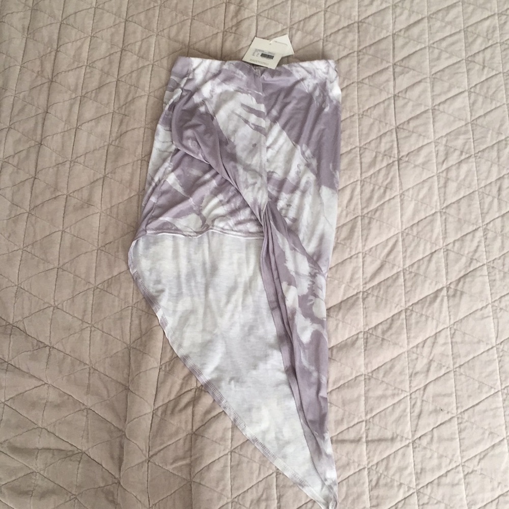 Marble Print Jersey Asymmetrical Midi Skirt